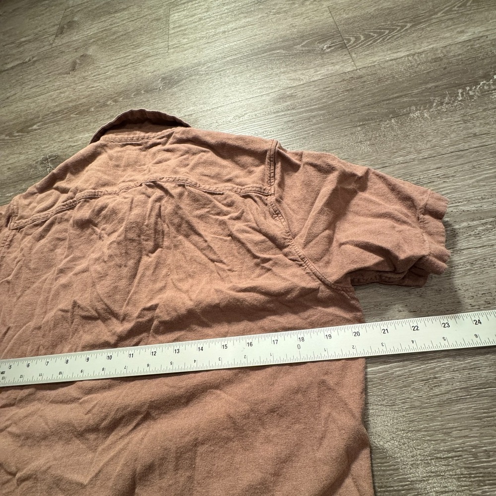 Abercrombie & Fitch Shirt Womens Small Brown Linen Blend Camp Summer Boho Casual - Picture 7 of 8